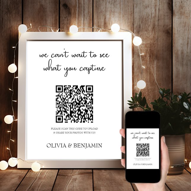 Poster Branco moderno | Assinatura de Código QR de Partil (Criador carregado)