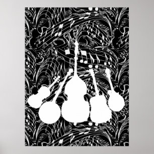 Póster Branco-POSTER dos INSTRUMENTOS de MÚSICA