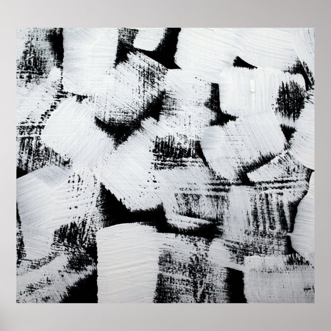 Poster Branco preto, canvas pintada por abstrato. (Frente)