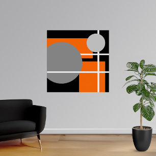 Poster Branco preto cinzento alaranjado abstrato AP0001