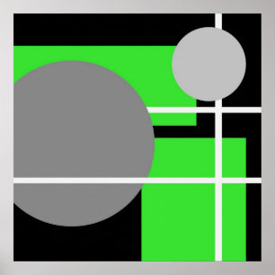 Póster Branco preto cinzento verde abstrato AP0001