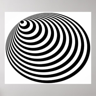 Poster Branco preto excêntrico do Bullseye da arte Op