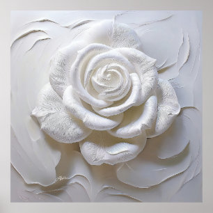 Poster Branco sobre Branco - Rosa Esculpida