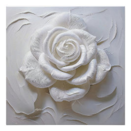 Póster Branco sobre Branco - Rosa Esculpida