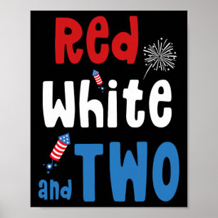 Poster Branco Vermelho E Dois Aniversário 4 De Julho Amer
