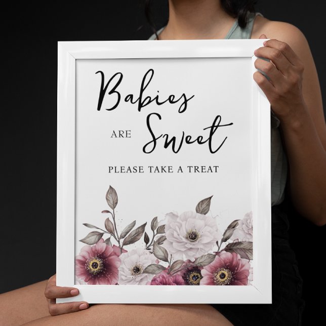 Poster Brancos e Plum Floral Babies são Sinal Doce (Criador carregado)