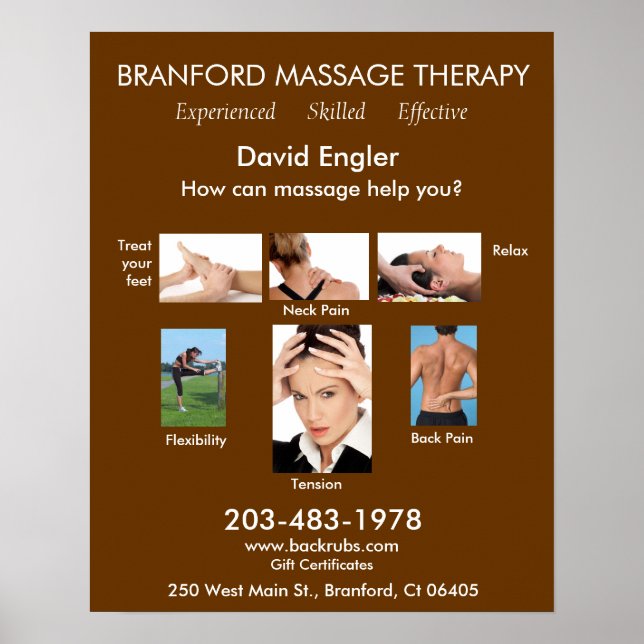 Poster Branford Massage Therapy - Experienciado - Eficaz (Frente)