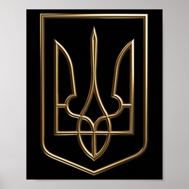 Poster Brasão da Ucrânia Gerfalcon Tridente Com Brasão De (Frente)