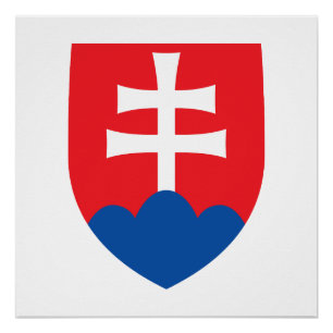 Póster brasão de armas da Eslováquia símbolo emblema cruz