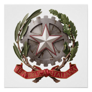Póster Brasão de armas da Itália símbolo emblema bandeira