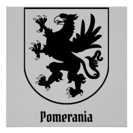 Póster Brasão de Armas da Pomerânia Preto e Branco Heráld