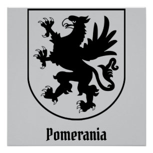 Póster Brasão de Armas da Pomerânia Preto e Branco Heráld