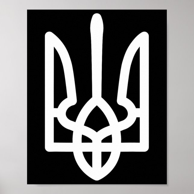 Poster Brasão de Armas da Ucrânia em Cor Branca Poder Ucr (Frente)