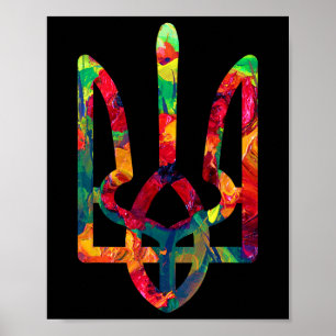 Poster Brasão de Armas da Ucrânia em Cores Nacionais Ucrâ