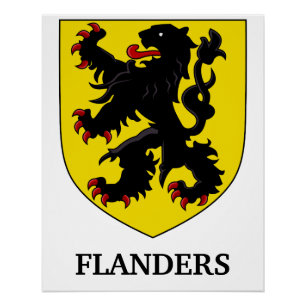 Póster Brasão de Armas de Flandres Leão Heráldico