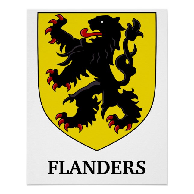 Póster Brasão de Armas de Flandres Leão Heráldico (Frente)