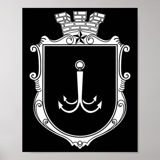 Poster Brasão de Armas de Odesa Odessa Ucrânia Bandeira U (Frente)