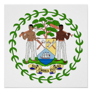 Póster brasão de armas do país Belize símbolo emblema ban