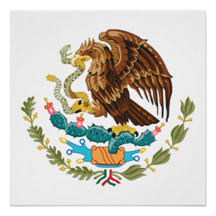 Póster brasão de armas do país México símbolo emblema ban