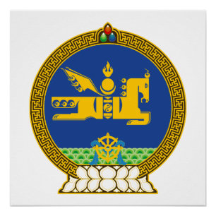 Póster brasão de armas do país mongólia símbolo emblema b