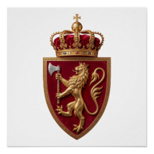 Póster brasão de armas do país Noruega símbolo emblema ba