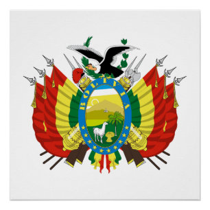 Póster brasão de armas símbolo emblema bandeira da Bolívi