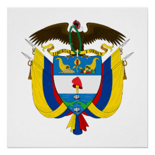 Póster brasão de armas símbolo emblema bandeira da Colômb