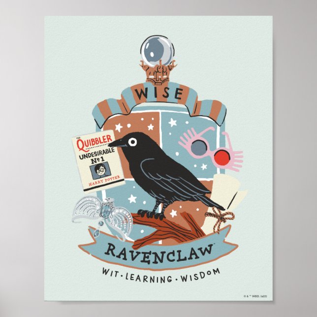 Poster Brasão de Ravenclaw em estilo cartoon (Frente)