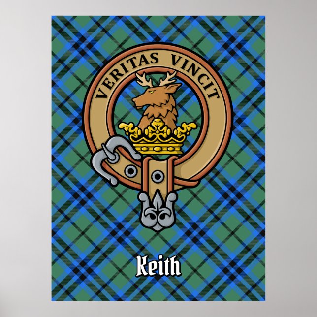 Poster Brasão do Clã Keith sobre Tartan (Frente)