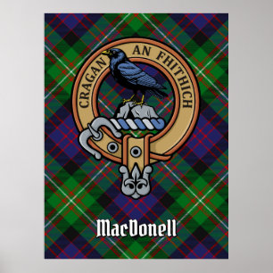 Poster Brasão do Clã MacDonell de Glengarry sobre Tartan