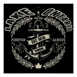 Póster Brasão Marítimo Náutico do Lago Ontário Vintage