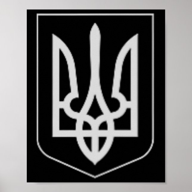Poster Brasão Militar da Ucrânia Zolensky Tridente Emb (Frente)