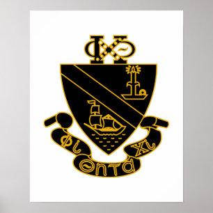 Poster Brasão Phi Chi Theta Dourado e Preto