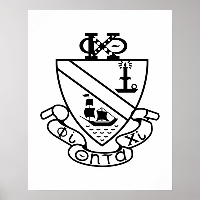 Poster Brasão Phi Chi Theta | P&B (Frente)