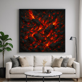 Poster Brasas Ardentes - Arte de Textura Abstrata Vulcâni