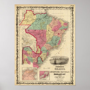 Poster Brasil, Argentine Republic, Paraguai, e Uruguai
