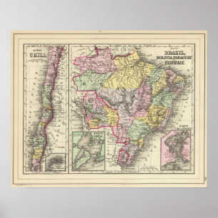 Poster Brasil, Bolívia, Paraguai, Uruguai