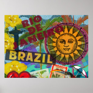 Poster Brasil Colagem Rio Sol América do Sul