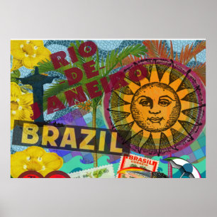 Poster Brasil Colagem Rio Sol América do Sul