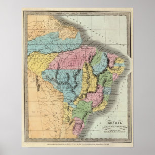 Póster Brasil com Guiana e Paraguai