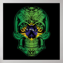 Brasil Crânio E Bandeira Rosa