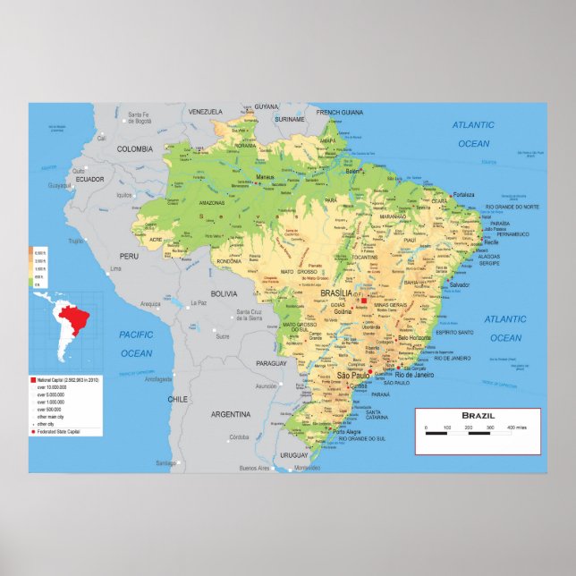Poster "Brasil: MAPA Físico ... (Frente)