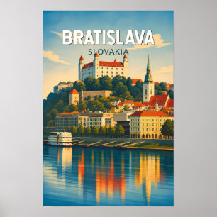Poster Bratislava Eslováquia Ilustração Arte Viagem Retro