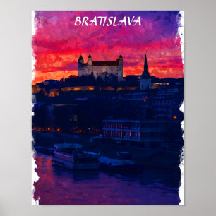 Poster Bratislava Eslováquia, Vista da Cidade Noturna
