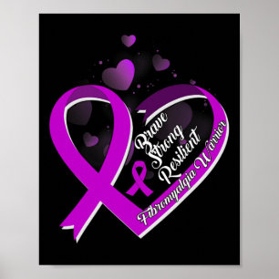 Poster Brave Strong Resilient Fibromialgia Guerreira Awar