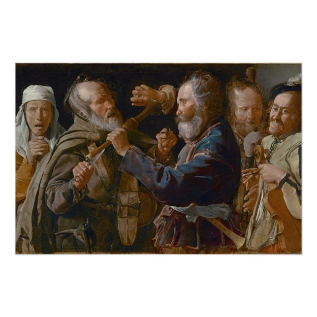 Póster Brawl dos mendigos, c.1625-30 (óleo na canvas) (Frente)