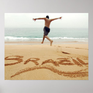 Poster BRAZIL. Barechest man wearing a swimming suit