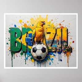 Poster Brazil Football Citiscape Oil Painting StylePoster