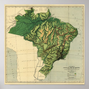 Póster BrazilPhysical MapBrazil panorâmico