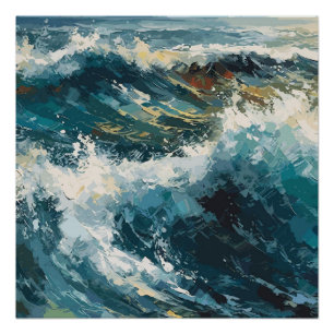 Póster Break Beach Waves, tema Pintura